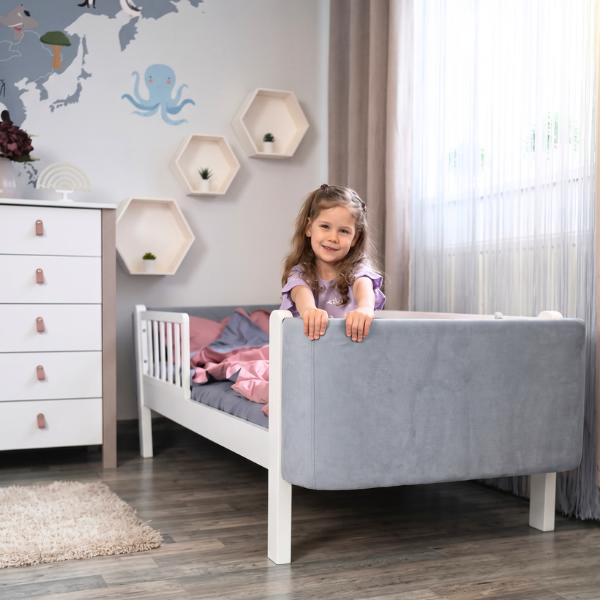Jednolůžková postel Zukko Soft Gekko 190x80. Šedá / Bílá